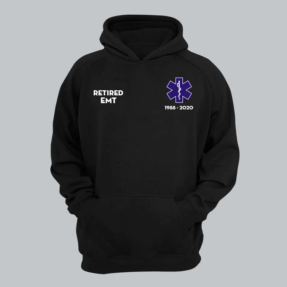 Personalized EMS EMT Paramedic Retired Custom Title & Service Time Hoodie 2D Printed QTHN1734