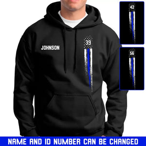 Personalized US Thin Blue Line Flag Custom Name Hoodie 2D Printed QTVQ1761
