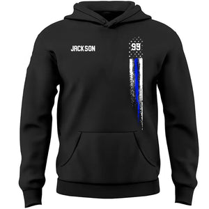 Personalized US Thin Blue Line Flag Custom Name Hoodie 2D Printed QTVQ1761