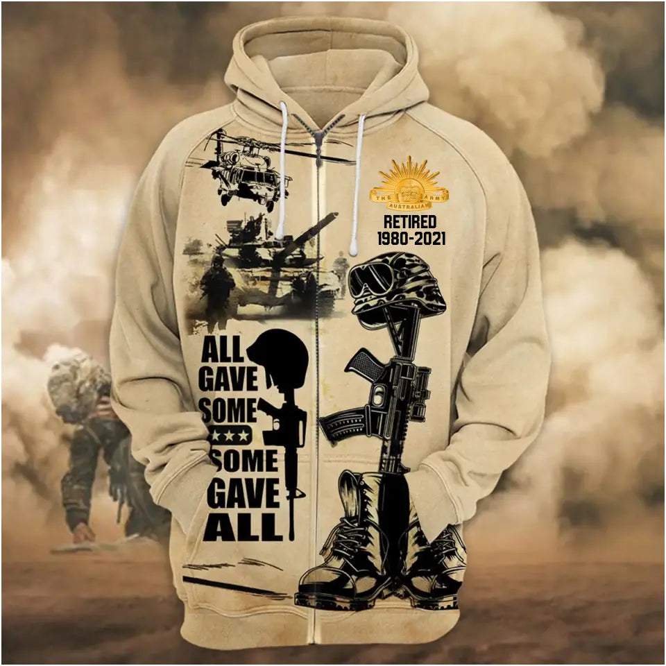 Personalized Australian Veterean All Gave Some Some Gave All Zip Hoodie 3D Printed 231752AHVQ