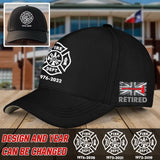 Personalized Retired UK Firefighter Flag Black Cap VQ2407