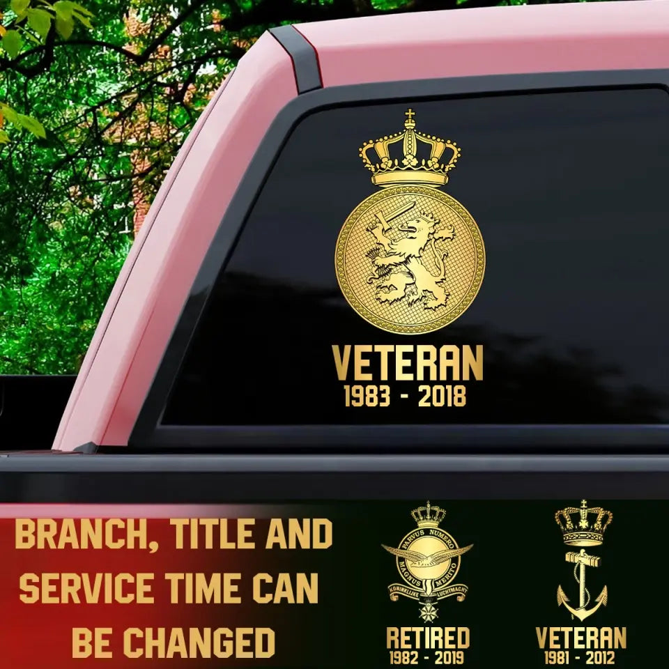 Personalized Netherlands Military Veteran Retired Decal Printed QTVQ2404