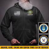 Personalized US Military Branch Custom Name And Served Time Zip Hoodie 2D Printed KVH2411