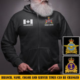 Personalized Canadian Military Branch Custom Name And Served Time Zip Hoodie 2D Printed KVH2412