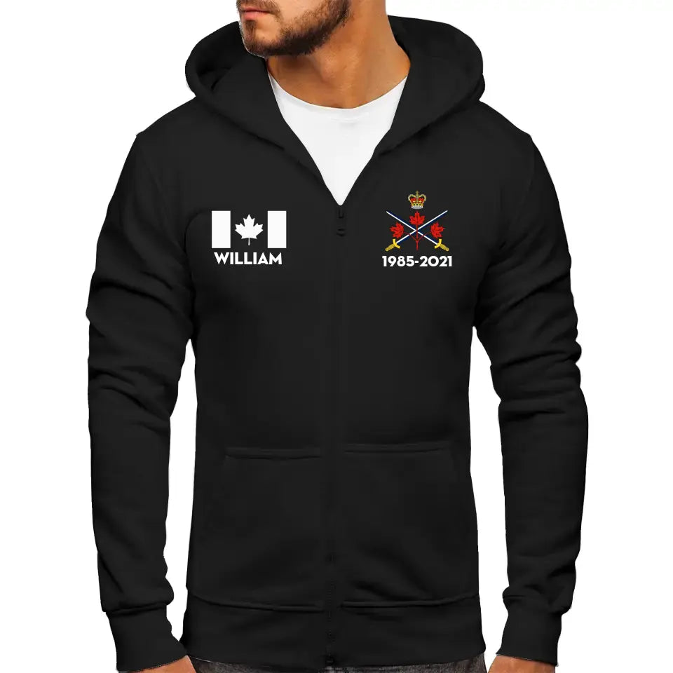 Personalized Canadian Military Branch Custom Name And Served Time Zip Hoodie 2D Printed KVH2412