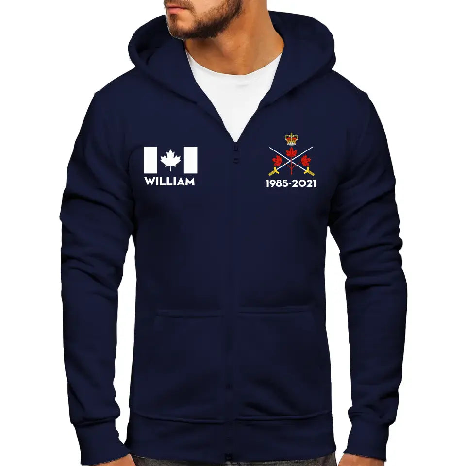 Personalized Canadian Military Branch Custom Name And Served Time Zip Hoodie 2D Printed KVH2412