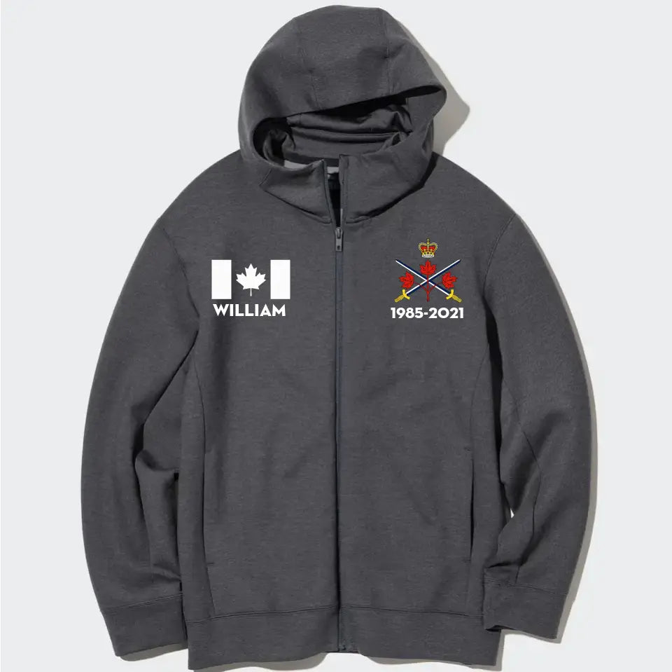 Personalized Canadian Military Branch Custom Name And Served Time Zip Hoodie 2D Printed KVH2412