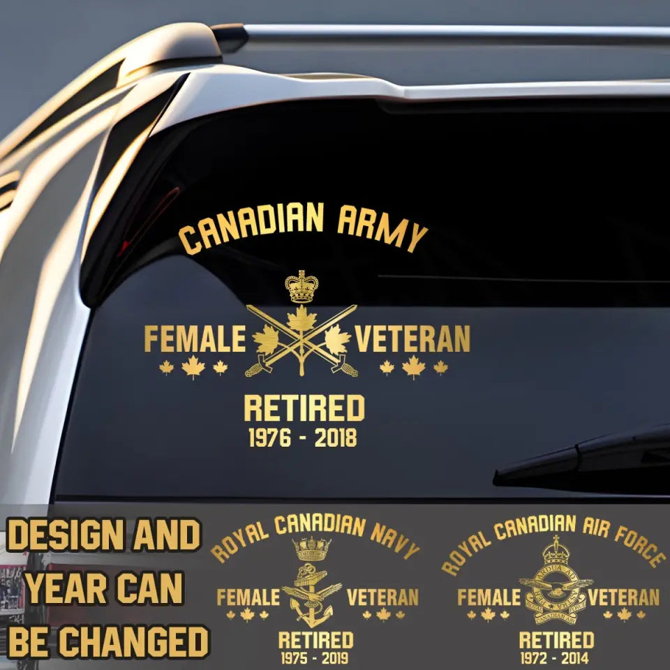 Personalized Female Canadian Armed Forces Retired Decal Printed 2422AHVQ
