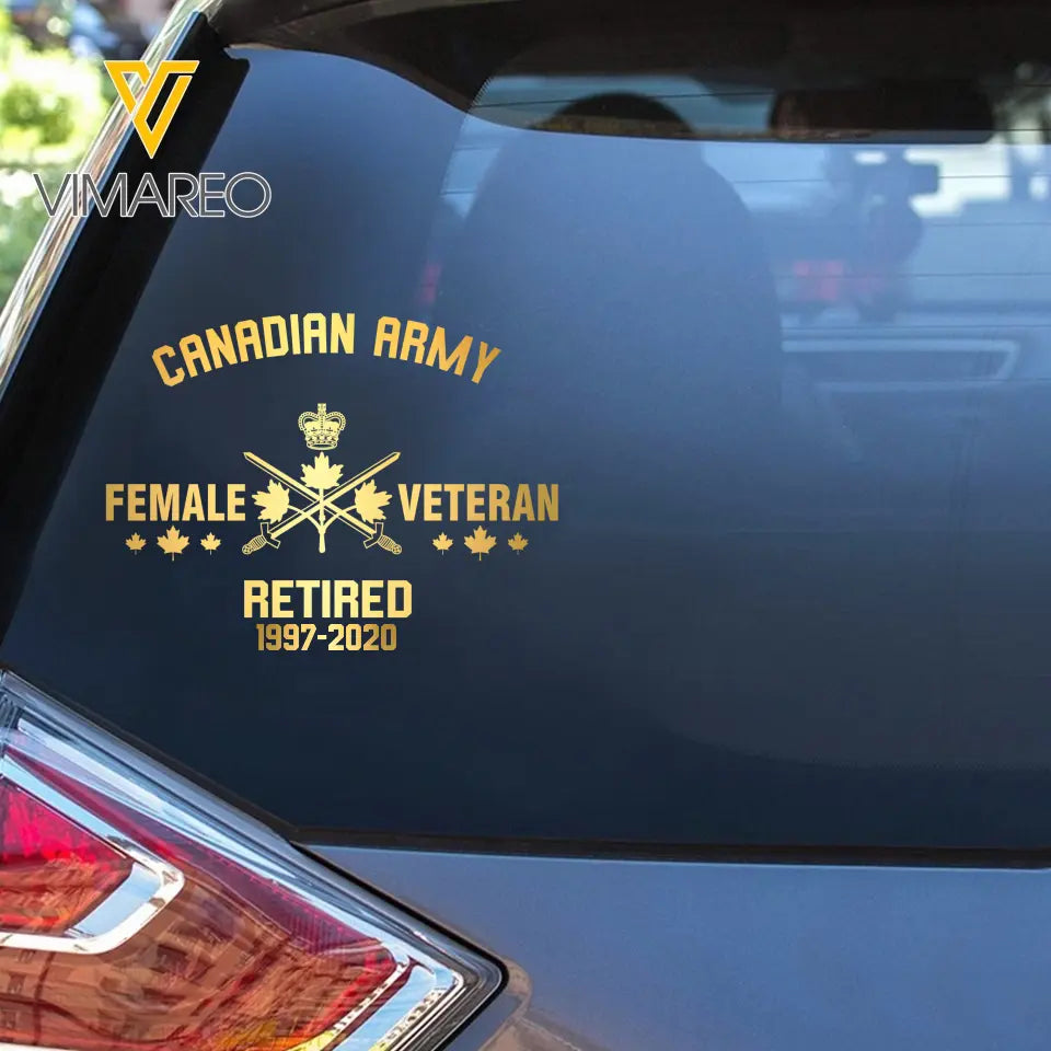 Personalized Female Canadian Armed Forces Retired Decal Printed 2422AHVQ