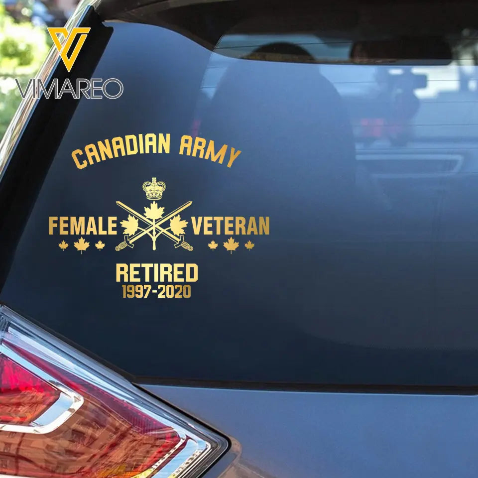 Personalized Female Canadian Armed Forces Retired Decal Printed 2422AHVQ