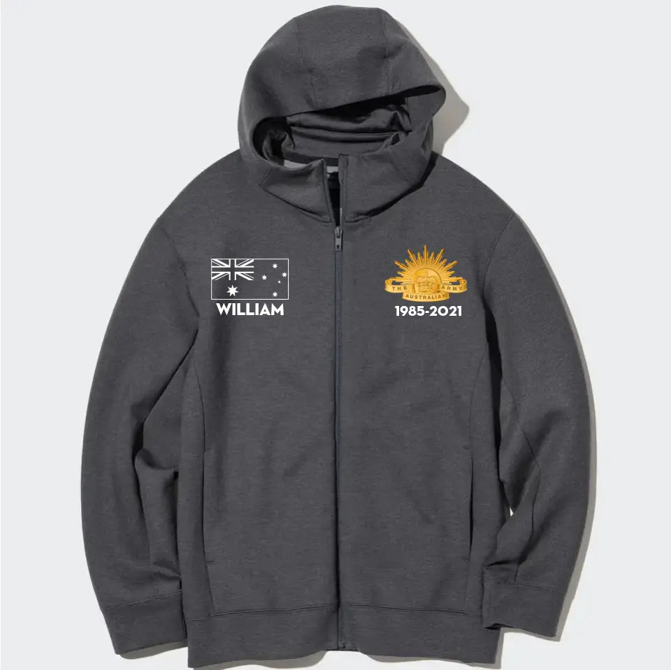 Personalized Australian Military Branch Custom Name And Served Time Zip Hoodie 2D Printed KVH2415