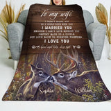 Personalized To My Wife I Didn't Marry You So I Could Live With You I Married You Couple Deer Sherpa or Fleece Blanket Printed HN2424