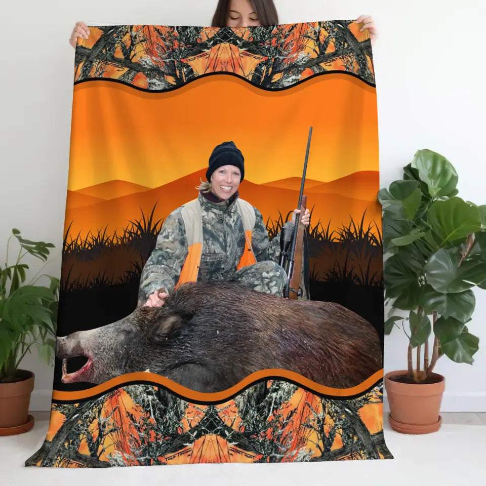 Personalized Upload Your Deer Photo Sherpa or Fleece Blanket Printed HN2428