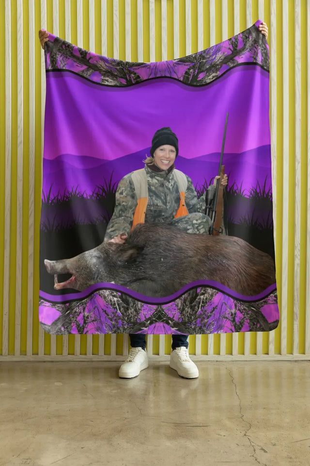 Personalized Upload Your Deer Photo Sherpa or Fleece Blanket Printed HN2428