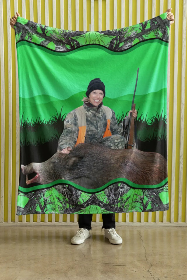 Personalized Upload Your Deer Photo Sherpa or Fleece Blanket Printed HN2428