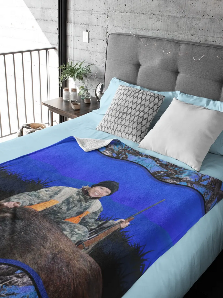 Personalized Upload Your Deer Photo Sherpa or Fleece Blanket Printed HN2428