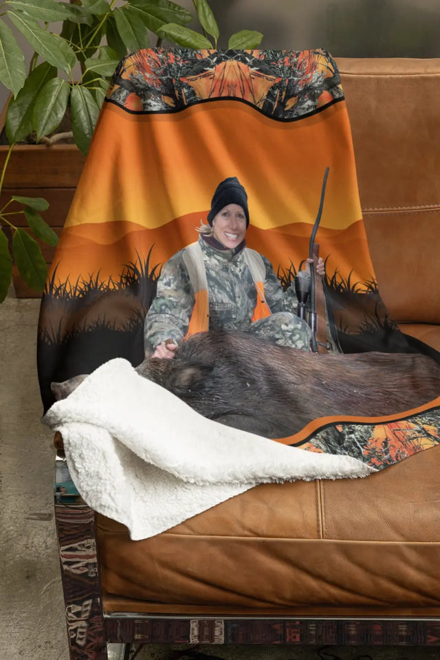 Personalized Upload Your Deer Photo Sherpa or Fleece Blanket Printed HN2428