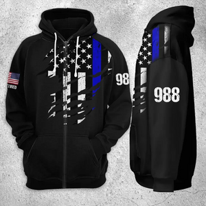 Personalized Flag Retired US Police Custom ID Zip Hoodie 2D Printed QTVQ2450