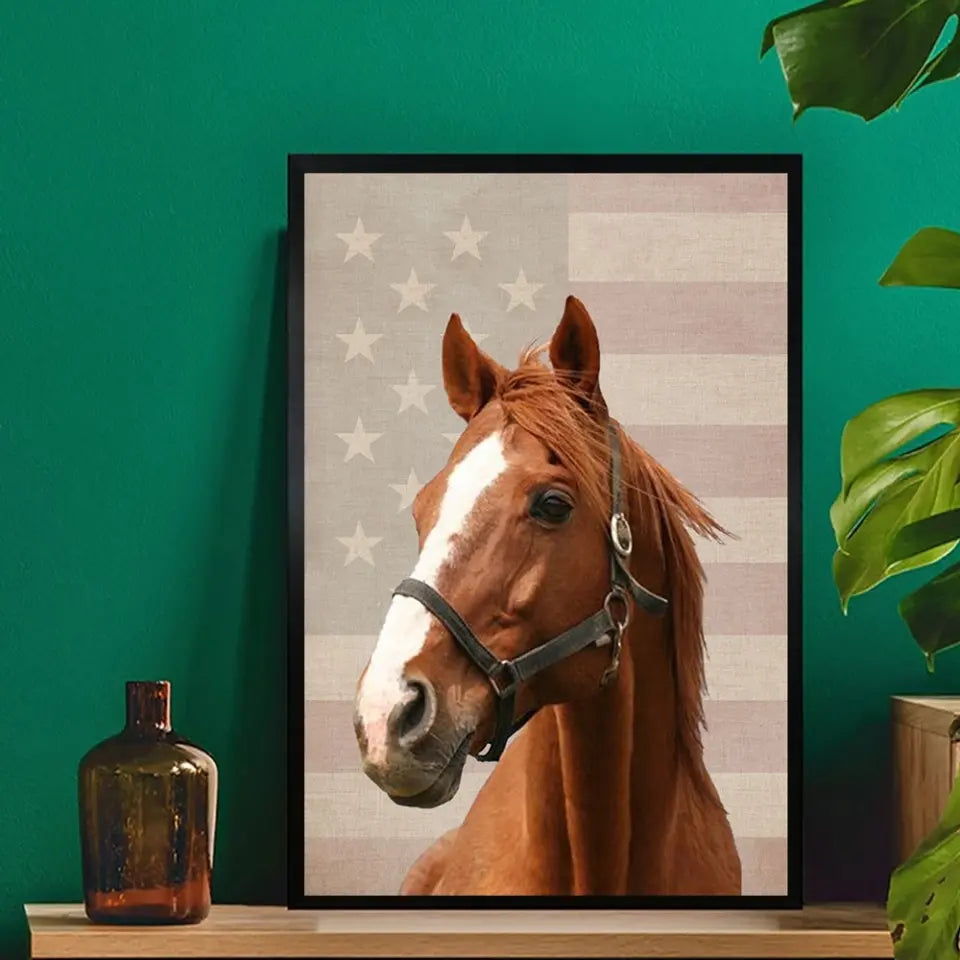 Personalized Upload Your Horse Photo Flag Poster Printed HN2448