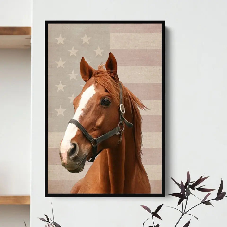 Personalized Upload Your Horse Photo Flag Poster Printed HN2448