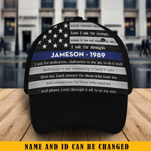 Personalized US Police Custom Name & ID Black Cap KVH2455