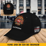 Personalized US Retired Firefighter Flag Black Cap Printed QTKH2480