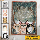 Personalized Life Is Better With Cat Woven Blanket Printed LVA2481