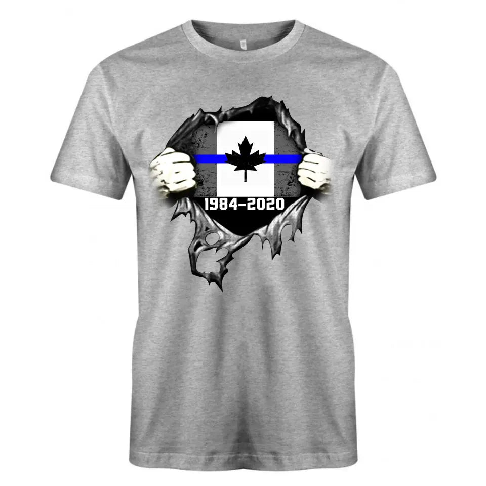 Personalized Retired Canadian Police Blueline T-shirt Print LAHLVA2486