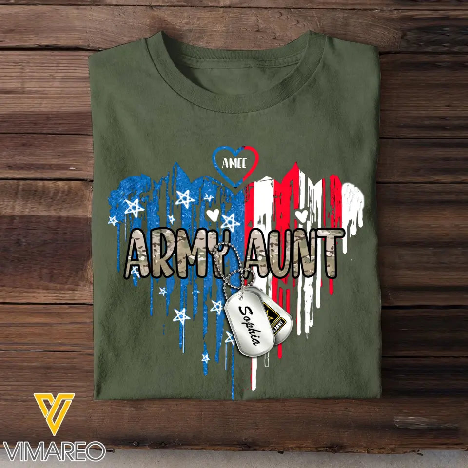 Personalized Army Aunt Heart Shape T-shirt Printed LAHLVA24124