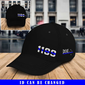 Personalized Australian Police Thin Blue Line Black Cap Printed KVH24154