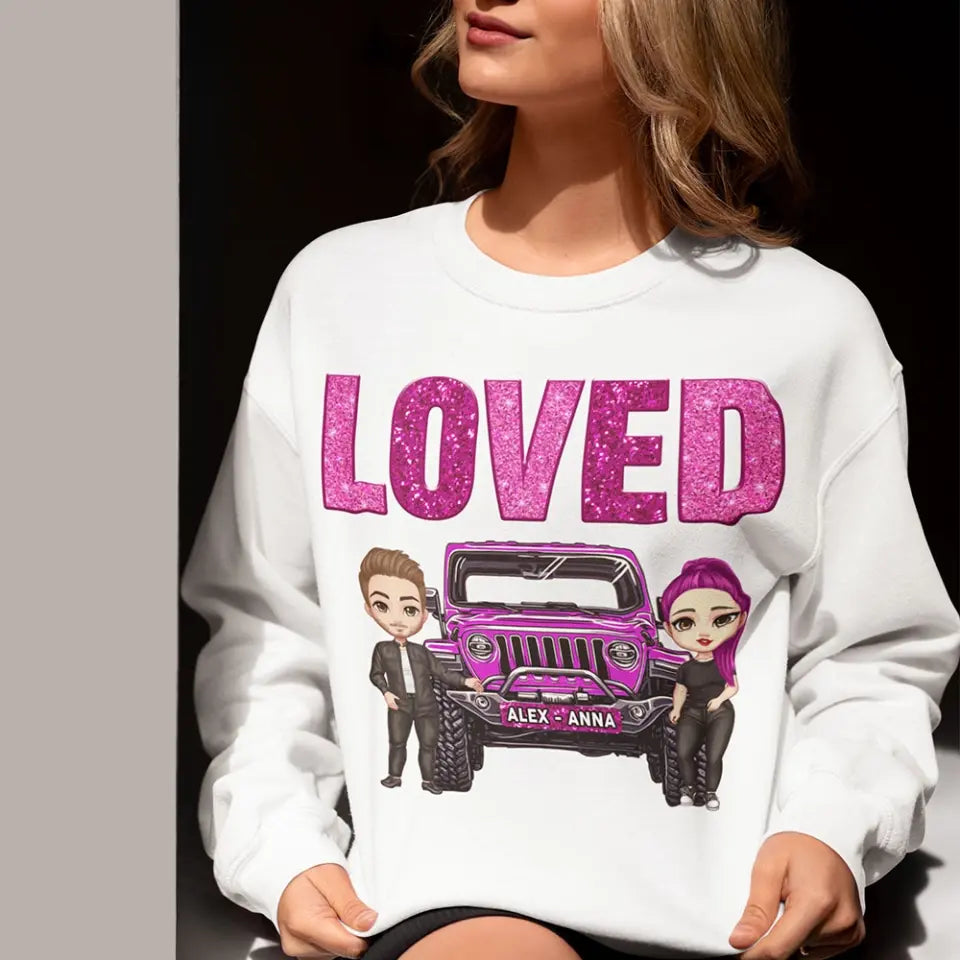 Personalized Couple Jeep Loved Valentine's Day Gift Sweatshirt or Hoodie Printed HN24165