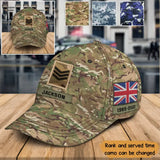 Personalized British Veteran Rank Camo Custom Name & Time Cap 3D Printed KVH24225