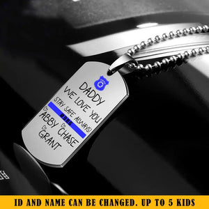 Personalized Law Enforcement Thin Blue Line Family Dog Tag Printed QTKH24238