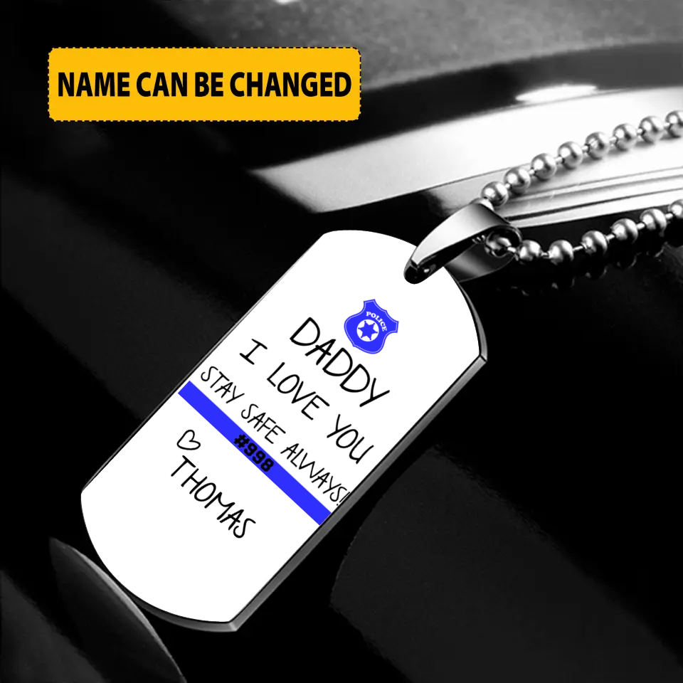 Personalized Law Enforcement Thin Blue Line Family Dog Tag Printed QTKH24238
