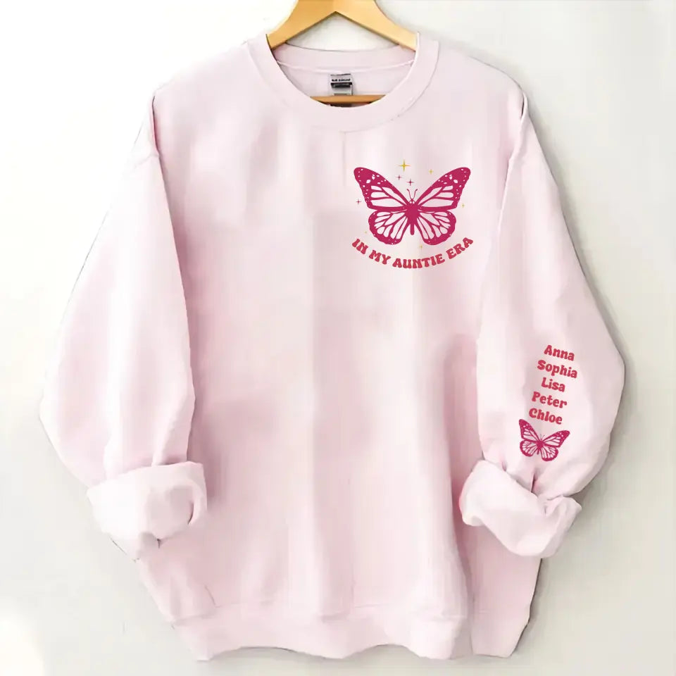 Personalized In My Auntie Era Butterflies Custom Kid Names Sweatshirt Printed HN24302