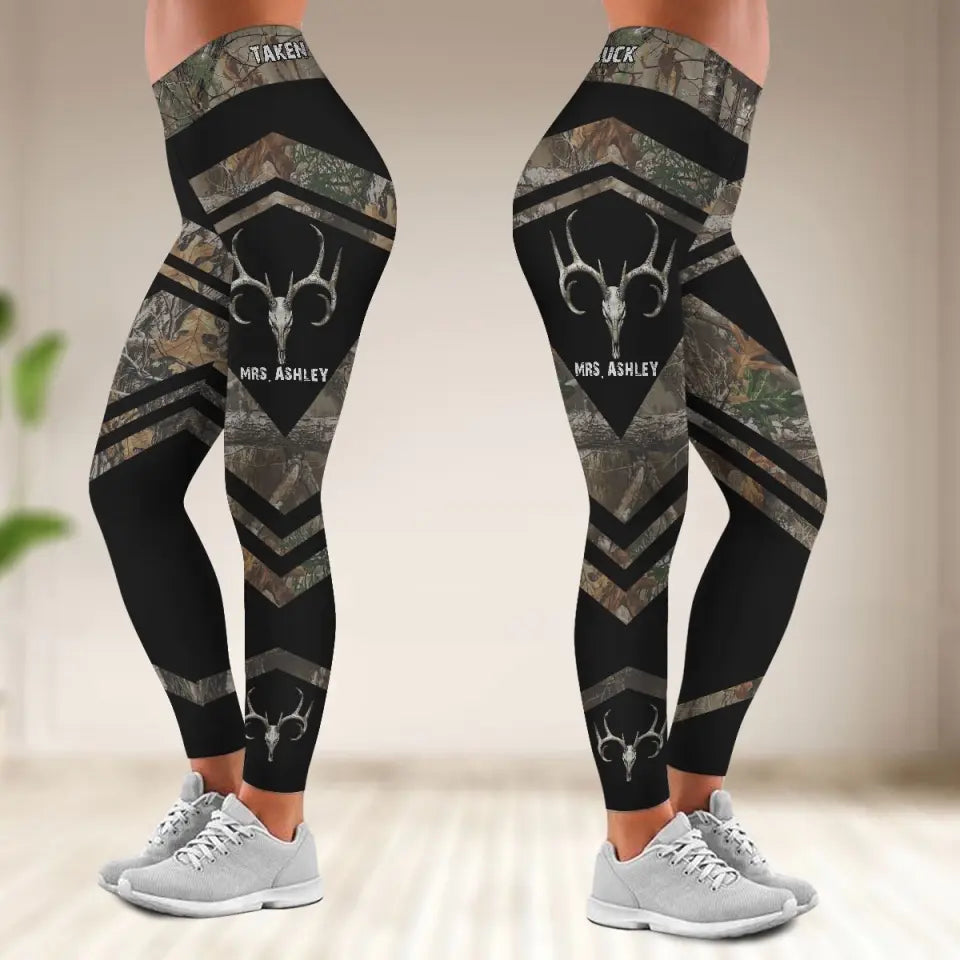 Personalized Taken By An Old Buck Hunting Legging Printed VQ24317