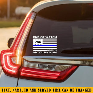 Personalized Thin Blue Line Car Decal Printed 24346KVH
