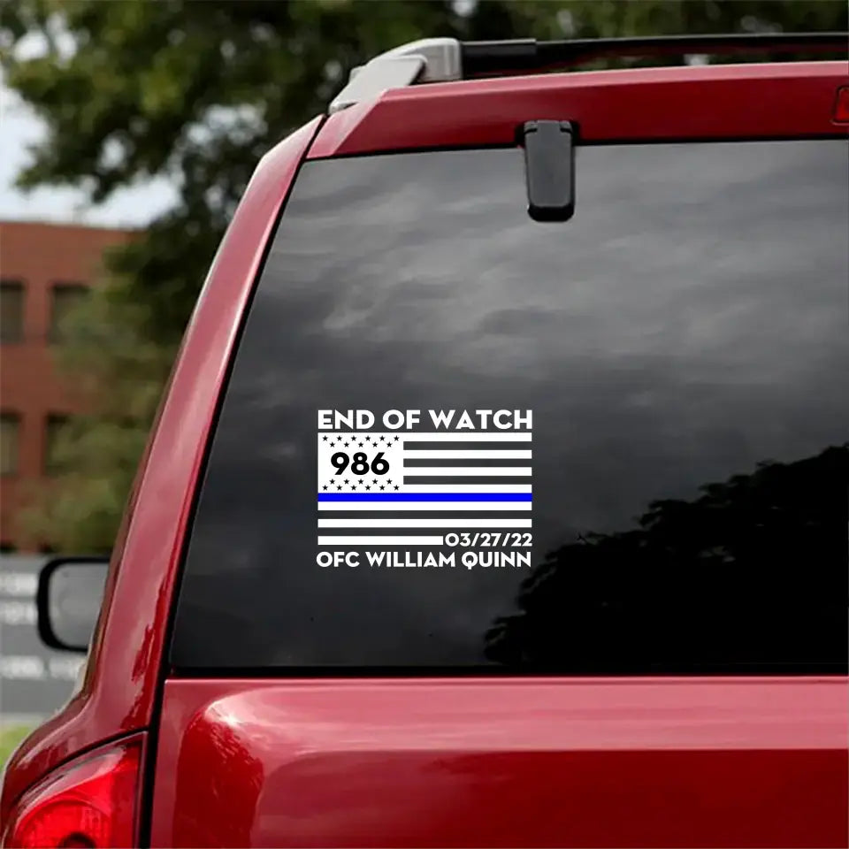 Personalized Thin Blue Line Car Decal Printed 24346KVH