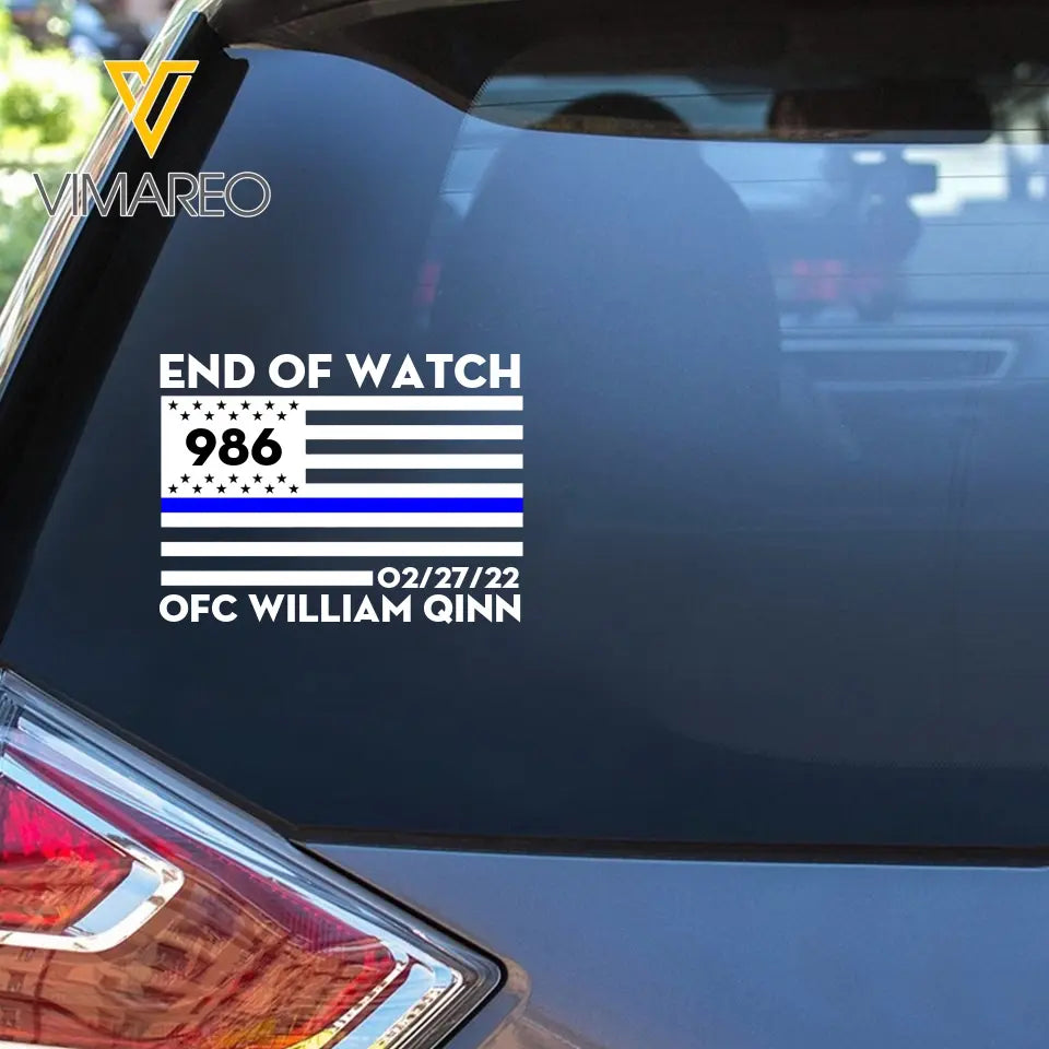 Personalized Thin Blue Line Car Decal Printed 24346KVH