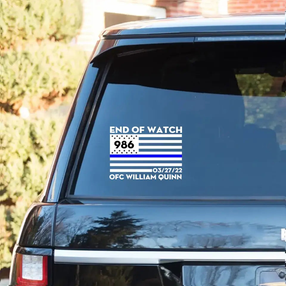 Personalized Thin Blue Line Car Decal Printed 24346KVH