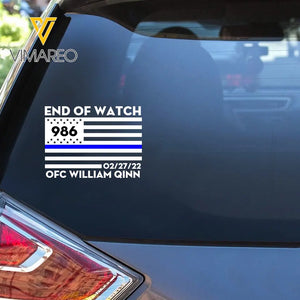 Personalized Thin Blue Line Car Decal Printed 24346KVH