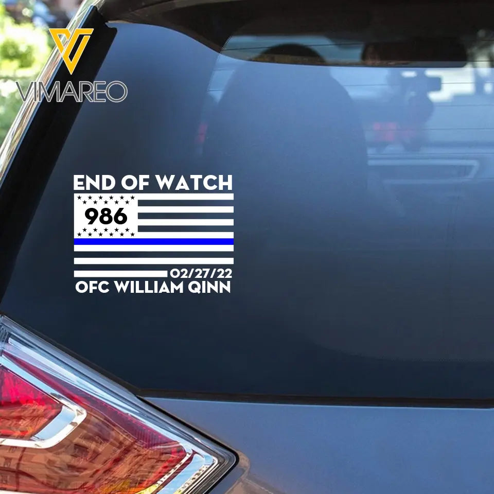 Personalized Thin Blue Line Car Decal Printed 24346KVH