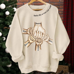 Personalized Auntie Like A Mom But Cooler Hands with Kid Names Sweatshirt Printed VQ24402