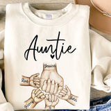 Personalized Auntie Heart Hands with Kid Names Sweatshirt Printed VQ24412