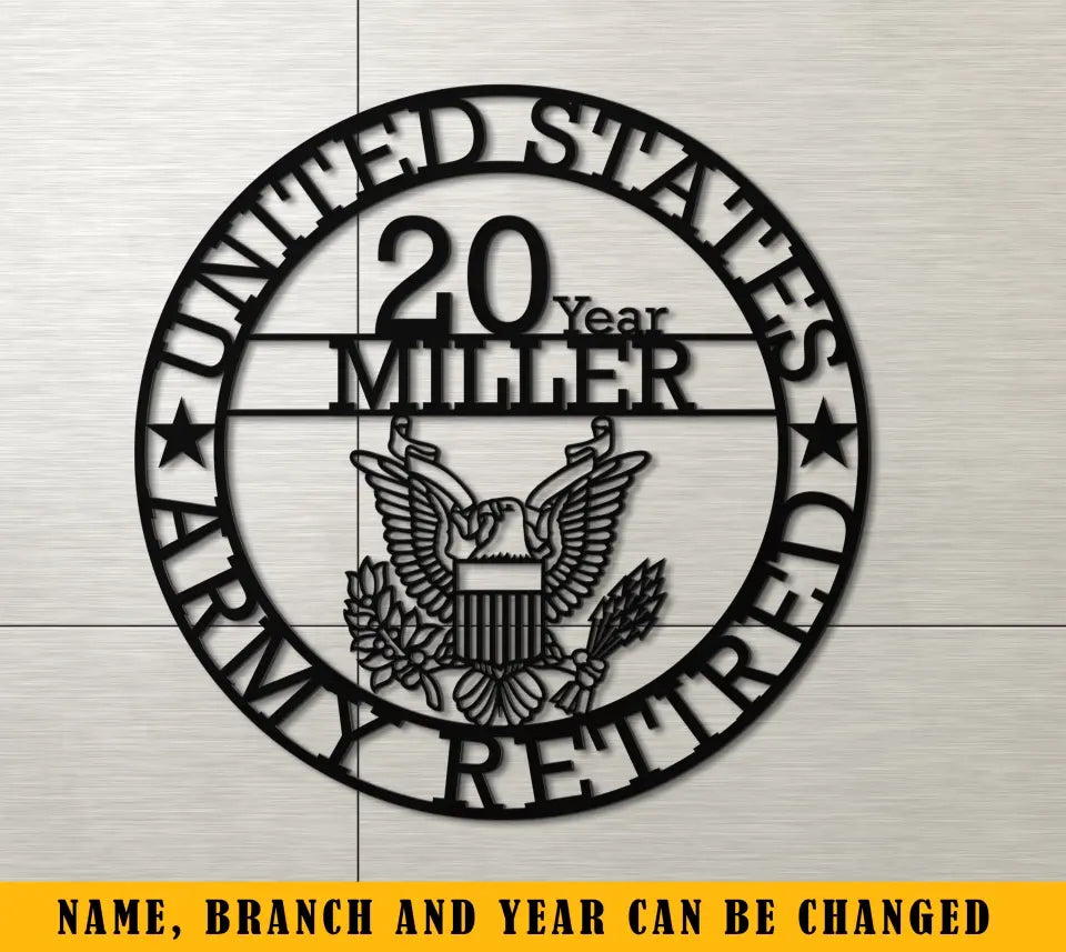 Personalized US Army Retired Logo Metal Sign Printed QTKVH24443