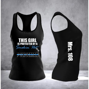 Personalized This Girl Is Protected By A Smokin' Hot Policeman Police Gift Women's Ideal Racerback Tank Printed QTLVA24454