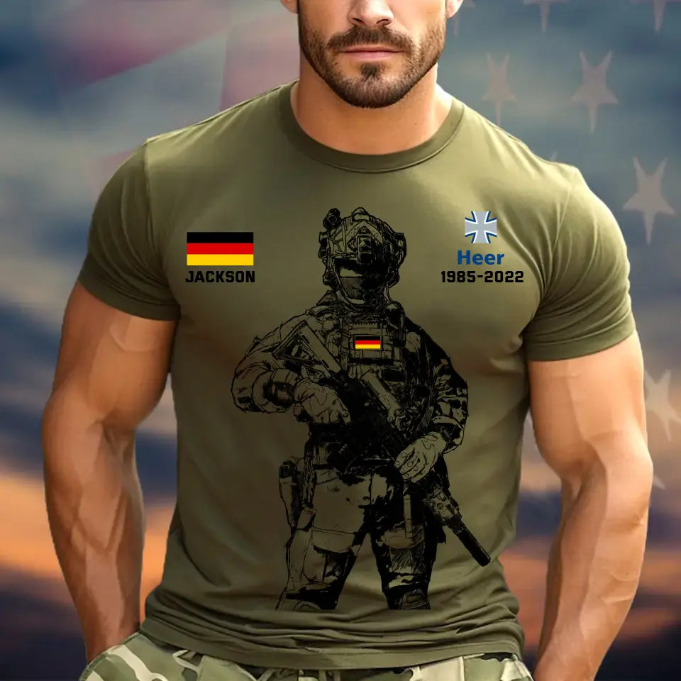 Personalized German Veteran Logo Custom Name & Time T-shirt Printed KVH24506