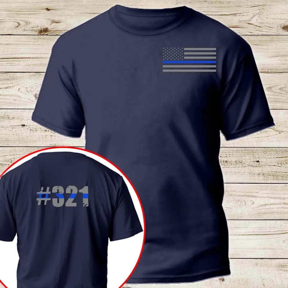 Personalized US Police Blueline Custom ID T-shirt Printed QTHN24524