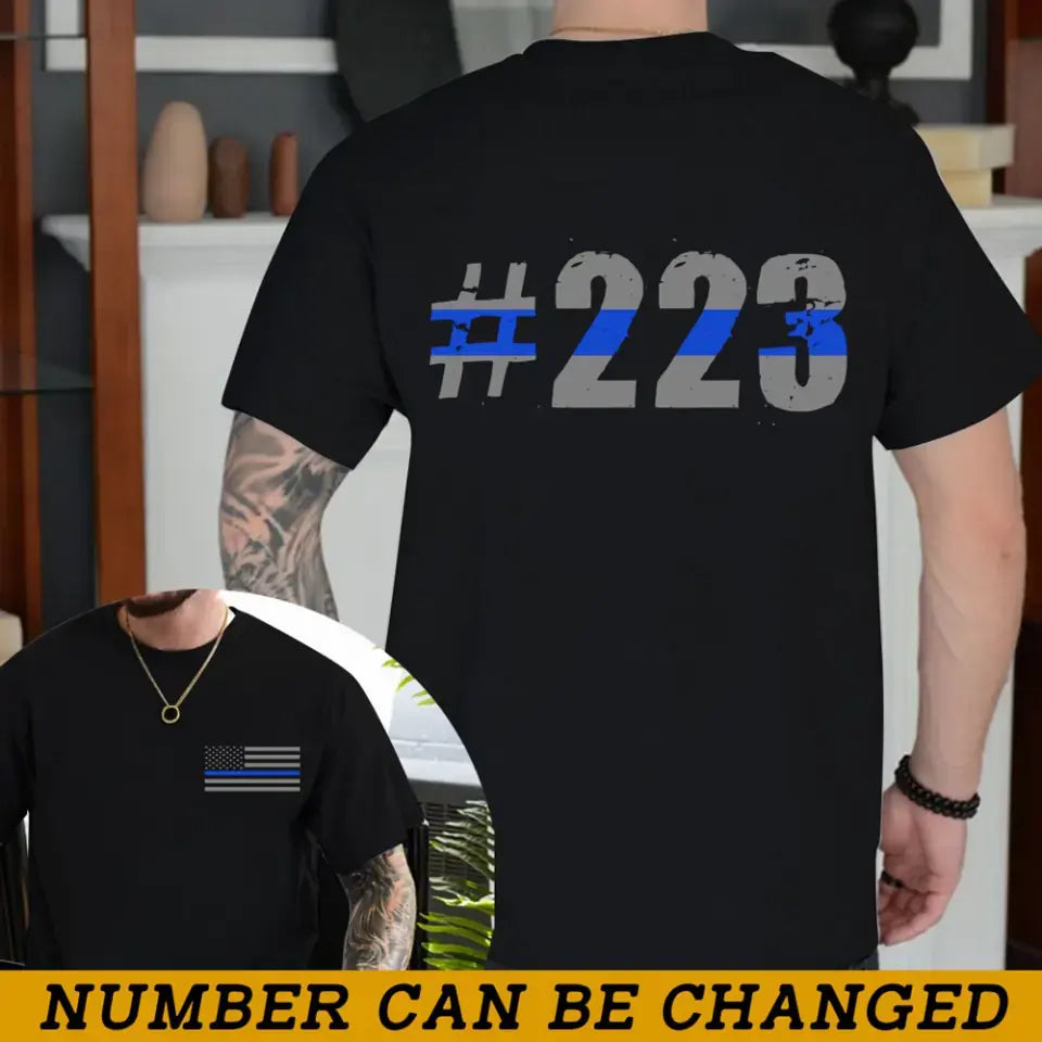 Personalized US Police Blueline Custom ID T-shirt Printed QTHN24524