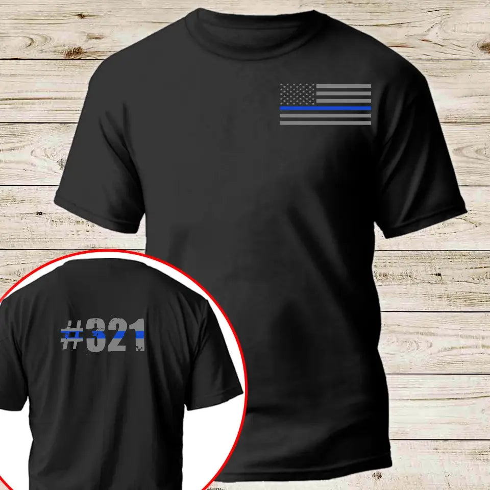 Personalized US Police Blueline Custom ID T-shirt Printed QTHN24524